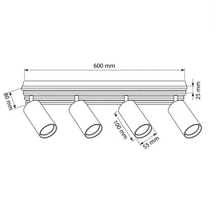 Brilagi - Bodové svietidlo SELE WOOD 4xGU10/30W/230V čierna/drevo