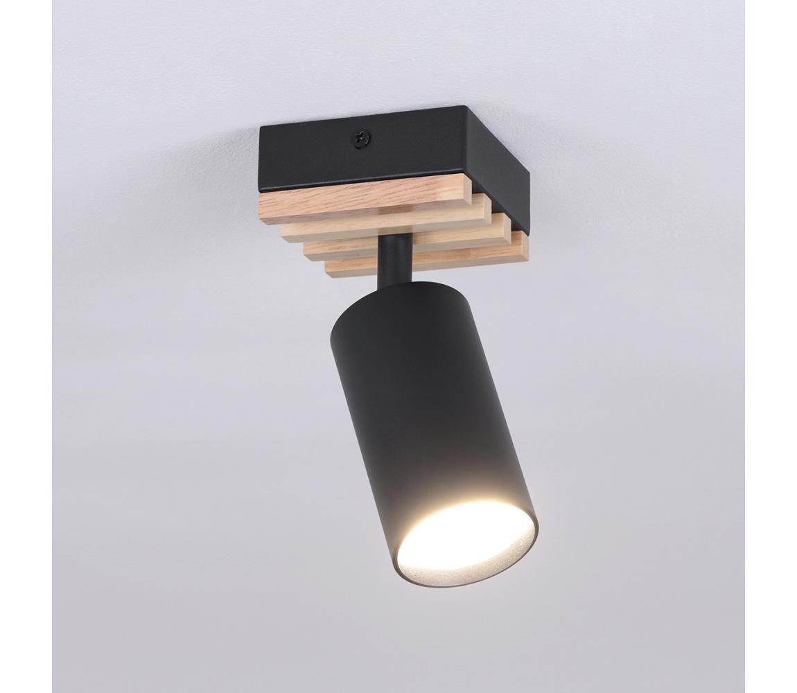 Brilagi - Bodové svietidlo SELE WOOD ACOUSTIC 1xGU10/30W/230V čierne/drevo WO-OEM-25CF-B01-BK
