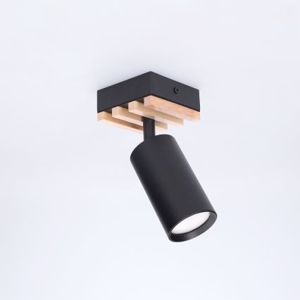 Brilagi - Bodové svietidlo SELE WOOD ACOUSTIC 1xGU10/30W/230V čierne/drevo