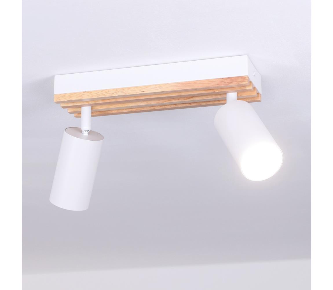 Brilagi - Bodové svietidlo SELE WOOD ACOUSTIC 2xGU10/30W/230V biela/drevo WO-OEM-25CF-B02-WHT