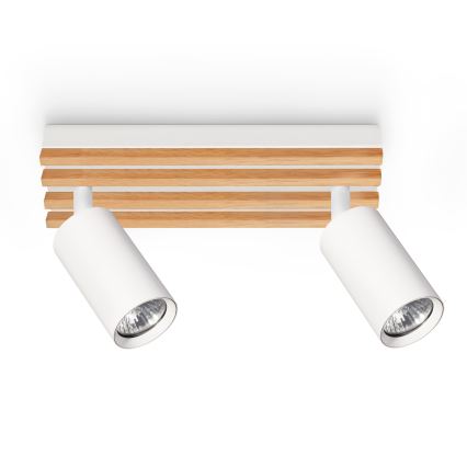 Brilagi - Bodové svietidlo SELE WOOD ACOUSTIC 2xGU10/30W/230V biela/drevo