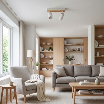Brilagi - Bodové svietidlo SELE WOOD ACOUSTIC 2xGU10/30W/230V biela/drevo