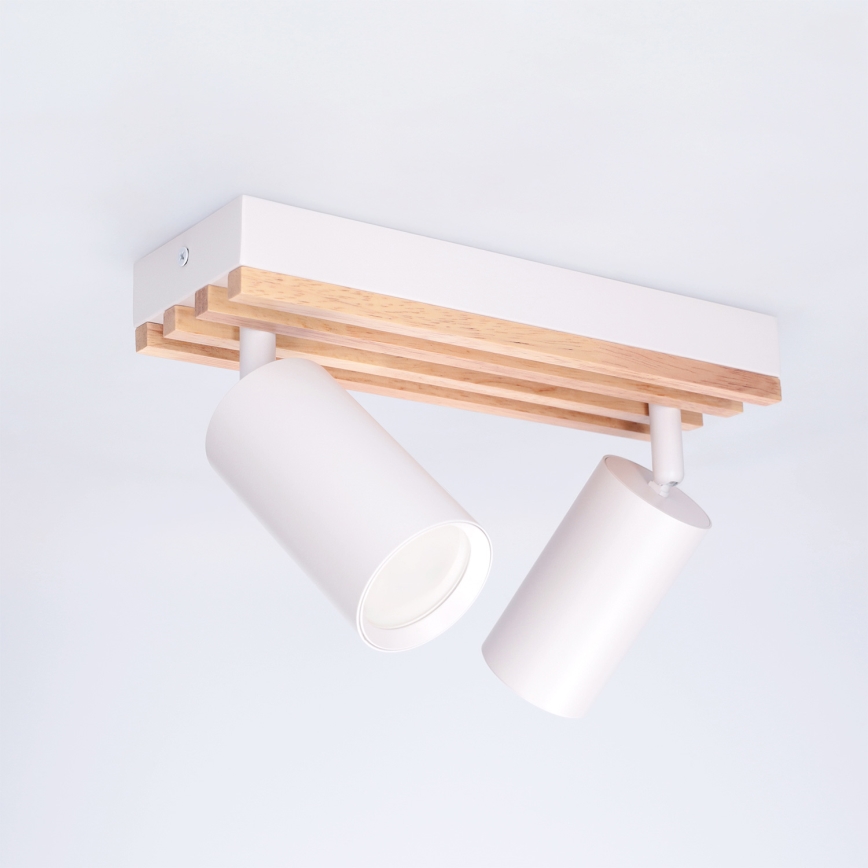 Brilagi - Bodové svietidlo SELE WOOD ACOUSTIC 2xGU10/30W/230V biela/drevo