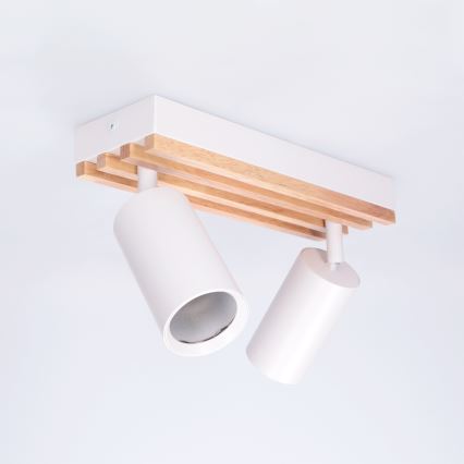 Brilagi - Bodové svietidlo SELE WOOD ACOUSTIC 2xGU10/30W/230V biela/drevo