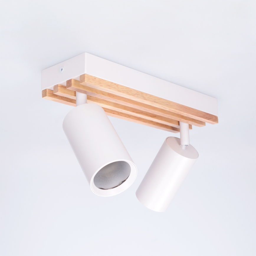 Brilagi - Bodové svietidlo SELE WOOD ACOUSTIC 2xGU10/30W/230V biela/drevo