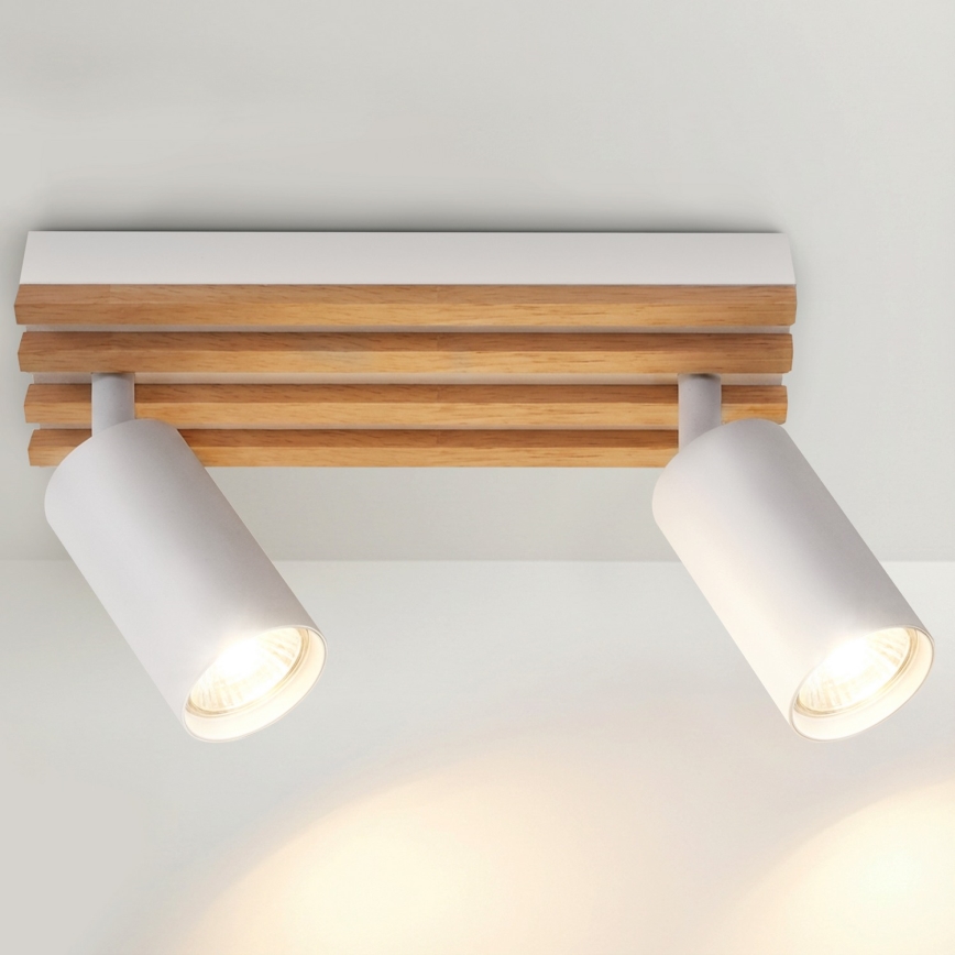 Brilagi - Bodové svietidlo SELE WOOD ACOUSTIC 2xGU10/30W/230V biela/drevo
