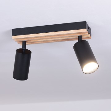 Brilagi - Bodové svietidlo SELE WOOD ACOUSTIC 2xGU10/30W/230V čierna/drevo