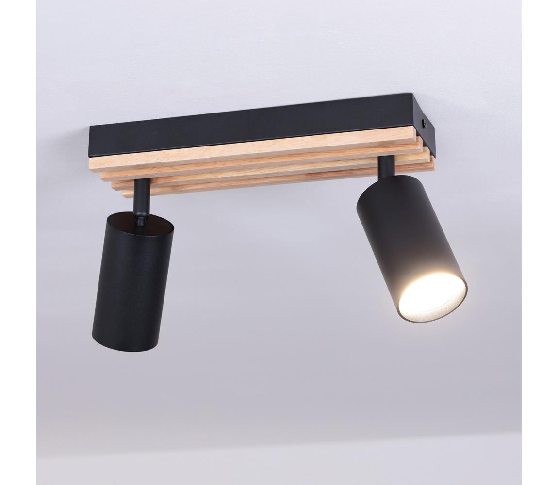 Brilagi - Bodové svietidlo SELE WOOD ACOUSTIC 2xGU10/30W/230V čierna/drevo WO-OEM-25CF-B02-BK
