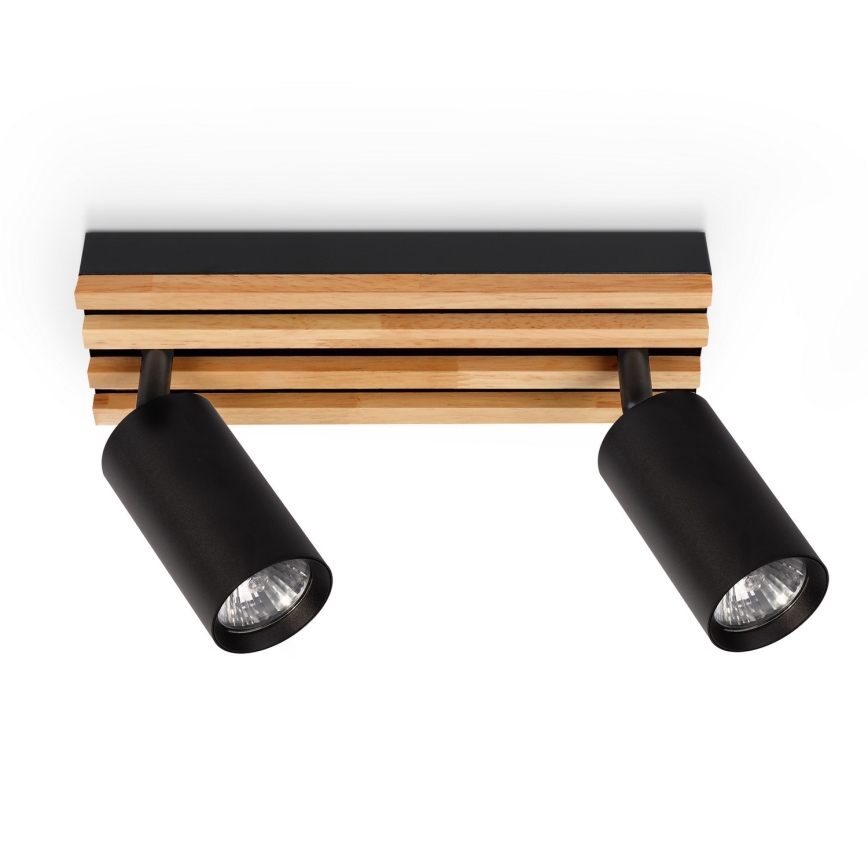 Brilagi - Bodové svietidlo SELE WOOD ACOUSTIC 2xGU10/30W/230V čierna/drevo