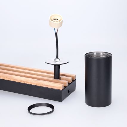 Brilagi - Bodové svietidlo SELE WOOD ACOUSTIC 2xGU10/30W/230V čierna/drevo