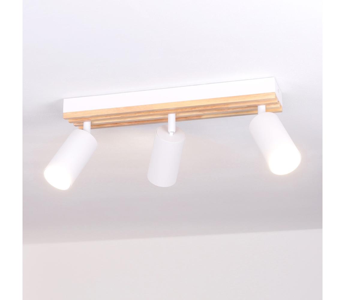 Brilagi - Bodové svietidlo SELE WOOD ACOUSTIC 3xGU10/30W/230V biela/drevo WO-OEM-25CF-B03-WHT
