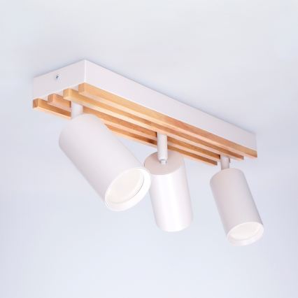 Brilagi - Bodové svietidlo SELE WOOD ACOUSTIC 3xGU10/30W/230V biela/drevo