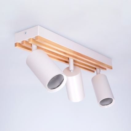 Brilagi - Bodové svietidlo SELE WOOD ACOUSTIC 3xGU10/30W/230V biela/drevo