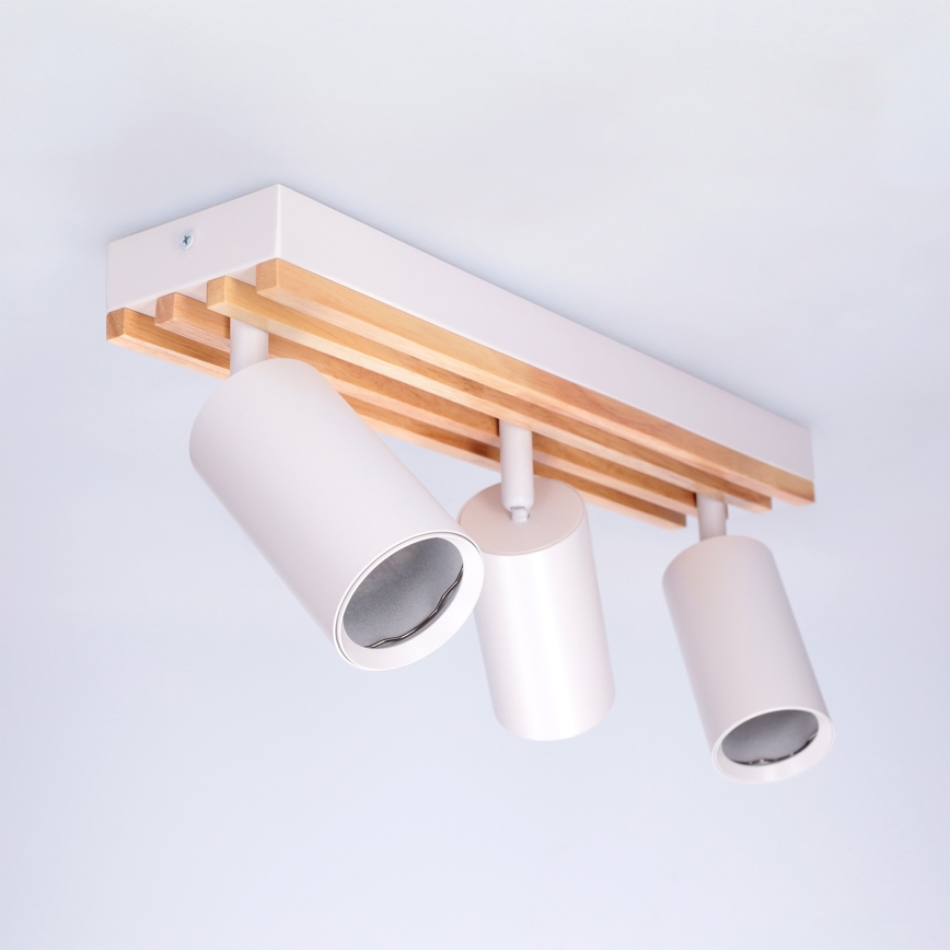 Brilagi - Bodové svietidlo SELE WOOD ACOUSTIC 3xGU10/30W/230V biela/drevo