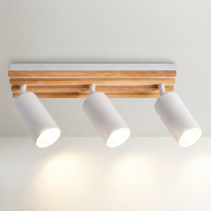 Brilagi - Bodové svietidlo SELE WOOD ACOUSTIC 3xGU10/30W/230V biela/drevo