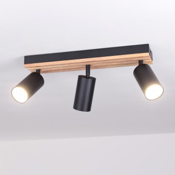 Brilagi - Bodové svietidlo SELE WOOD ACOUSTIC 3xGU10/30W/230V čierna/drevo