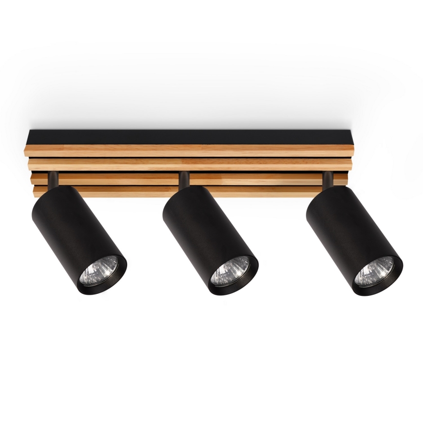 Brilagi - Bodové svietidlo SELE WOOD ACOUSTIC 3xGU10/30W/230V čierna/drevo