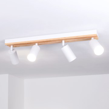 Brilagi - Bodové svietidlo SELE WOOD ACOUSTIC 4xGU10/30W/230V biela/drevo