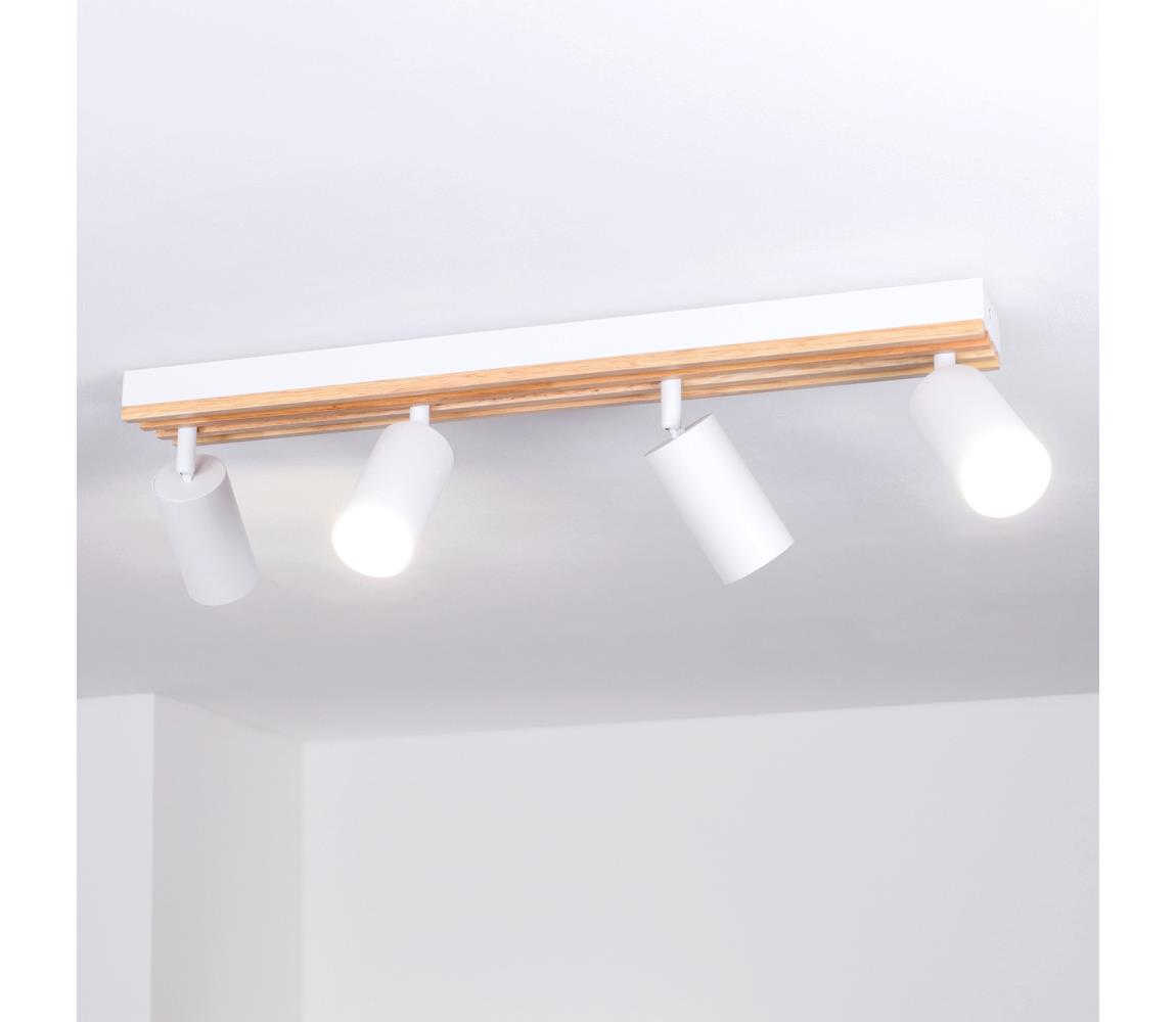 Brilagi - Bodové svietidlo SELE WOOD ACOUSTIC 4xGU10/30W/230V biela/drevo WO-OEM-25CF-B04-WHT