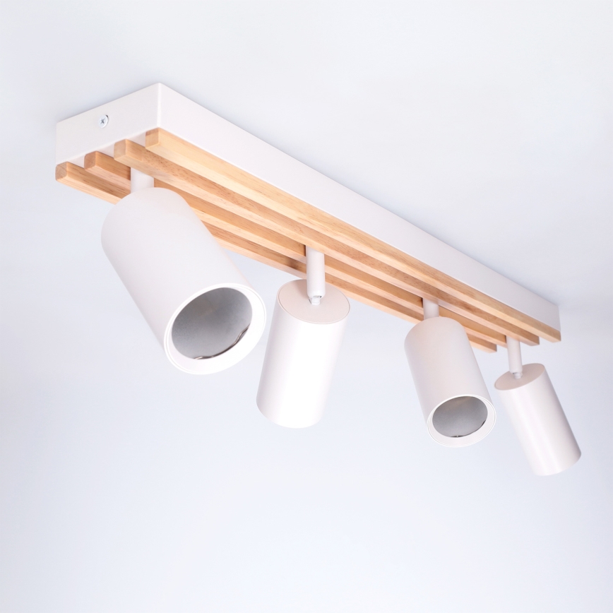 Brilagi - Bodové svietidlo SELE WOOD ACOUSTIC 4xGU10/30W/230V biela/drevo