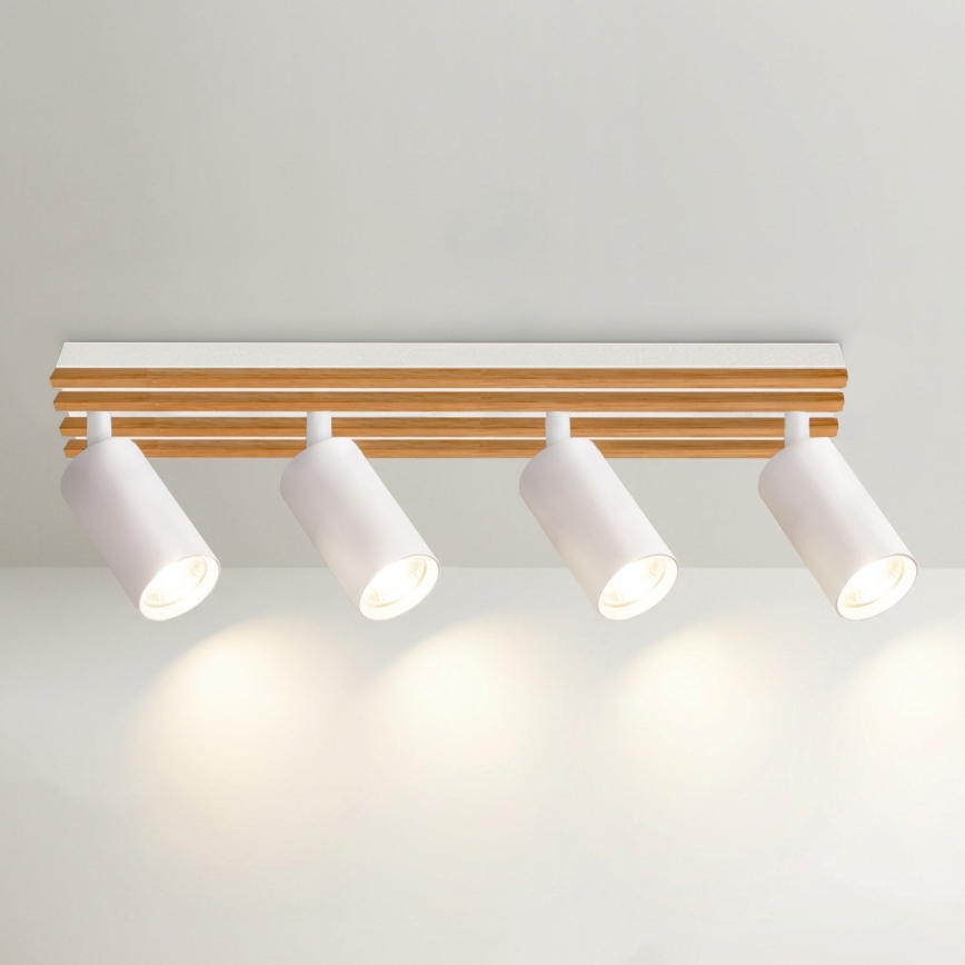 Brilagi - Bodové svietidlo SELE WOOD ACOUSTIC 4xGU10/30W/230V biela/drevo