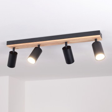 Brilagi - Bodové svietidlo SELE WOOD ACOUSTIC 4xGU10/30W/230V čierna/drevo