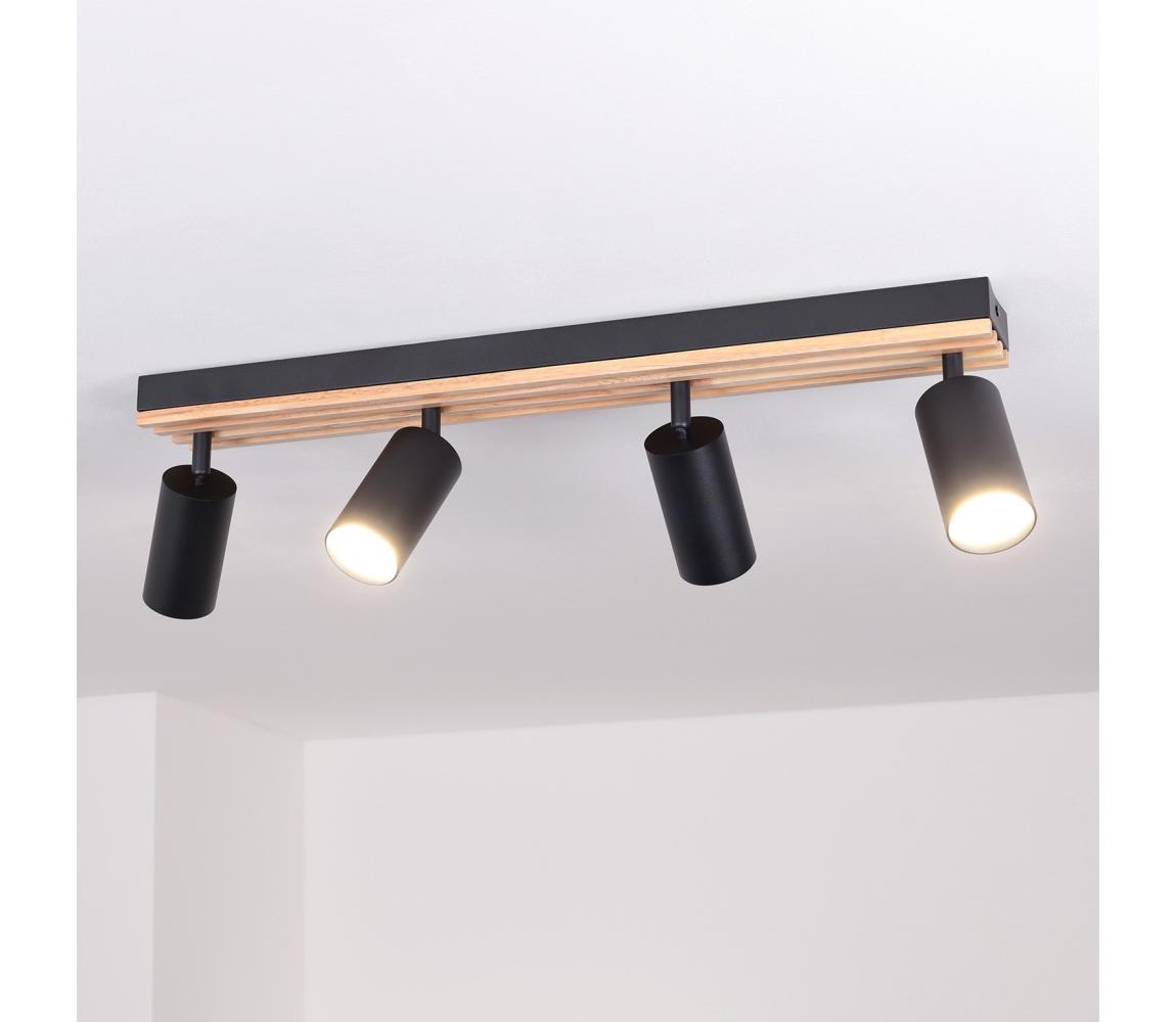 Brilagi - Bodové svietidlo SELE WOOD ACOUSTIC 4xGU10/30W/230V čierna/drevo WO-OEM-25CF-B04-BK