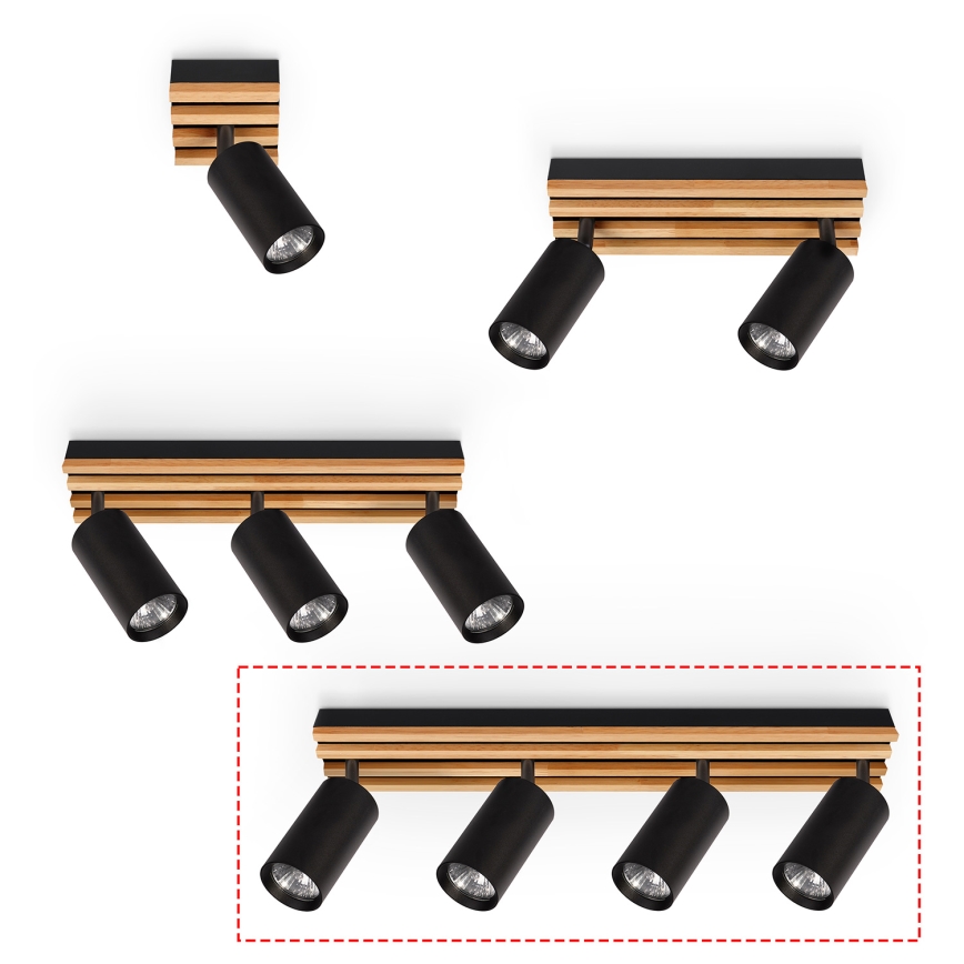 Brilagi - Bodové svietidlo SELE WOOD ACOUSTIC 4xGU10/30W/230V čierna/drevo
