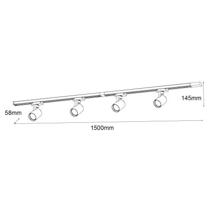Brilagi - Bodové svietidlo v lištovom systéme HUSKY 4xGU10/10W/230V čierna