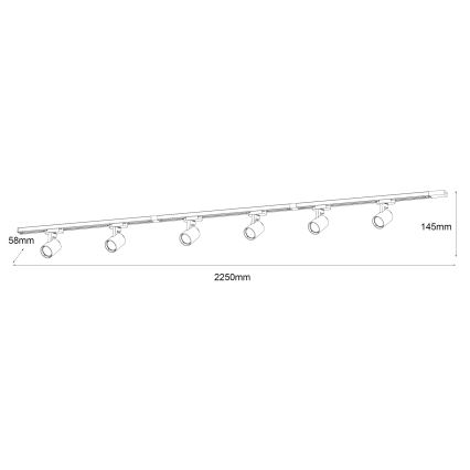 Brilagi - Bodové svietidlo v lištovom systéme HUSKY 6xGU10/10W/230V čierna