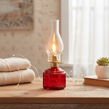 Brilagi - červená petrolejová lampa MERLIN