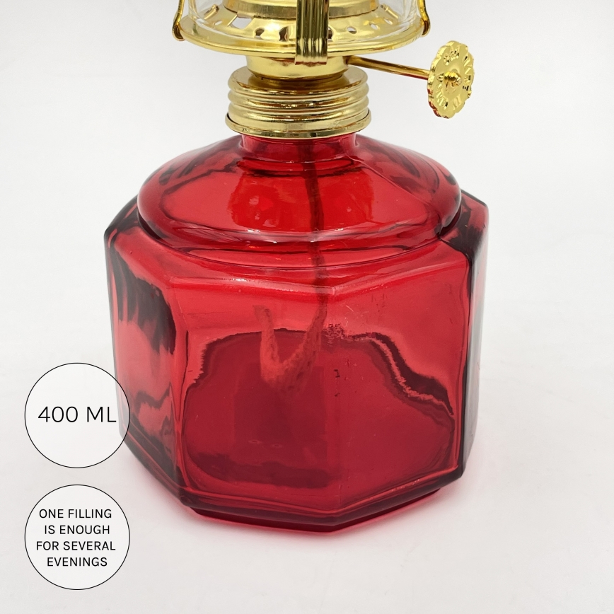 Brilagi - červená petrolejová lampa MERLIN