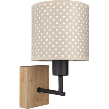 Brilagi - Detská nástenná lampa BOBO WOOD 1xE27/25W/230V dub/čierna/béžová/bodky