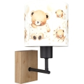 Brilagi - Detská nástenná lampa BOBO WOOD 1xE27/25W/230V dub/čierna/biela/medvedíky
