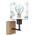 Brilagi - Detská nástenná lampa BOBO WOOD 1xE27/25W/230V dub/čierna/biela/modrá/medvedíky