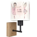 Brilagi - Detská nástenná lampa BOBO WOOD 1xE27/25W/230V dub/čierna/biela/ružová/baletky