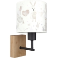 Brilagi - Detská nástenná lampa BOBO WOOD 1xE27/25W/230V dub/čierna/biela/zajačiky