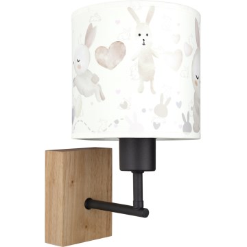 Brilagi - Detská nástenná lampa BOBO WOOD 1xE27/25W/230V dub/čierna/biela/zajačiky