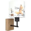 Brilagi - Detská nástenná lampa BOBO WOOD 1xE27/25W/230V dub/čierna/biela/zvieratká