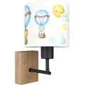 Brilagi - Detská nástenná lampa BOBO WOOD 1xE27/25W/230V dub/čierna/biela/zvieratká