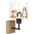 Brilagi - Detská nástenná lampa BOBO WOOD 1xE27/25W/230V dub/čierna/biela/zvieratká