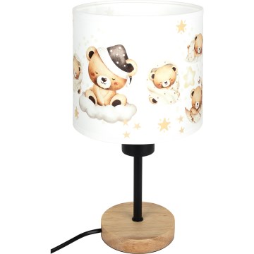 Brilagi - Detská stolná lampa BOBO WOOD 1xE27/25W/230V dub/čierna/biela/medvedíky