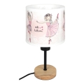 Brilagi - Detská stolná lampa BOBO WOOD 1xE27/25W/230V dub/čierna/biela/ružová/balerínky