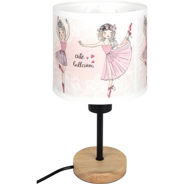 Brilagi - Detská stolná lampa BOBO WOOD 1xE27/25W/230V dub/čierna/biela/ružová/balerínky