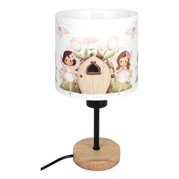 Brilagi - Detská stolná lampa BOBO WOOD 1xE27/25W/230V dub/čierna/biela/ružová/víly