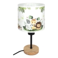 Brilagi - Detská stolná lampa BOBO WOOD 1xE27/25W/230V dub/čierna/biela/zelená/džungľa