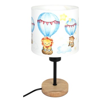 Brilagi - Detská stolná lampa BOBO WOOD 1xE27/25W/230V dub/čierna/biela/zvieratká