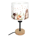 Brilagi - Detská stolná lampa BOBO WOOD 1xE27/25W/230V dub/čierna/biela/zvieratká