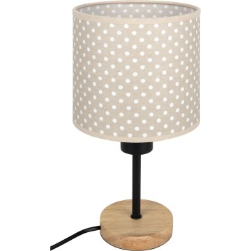 Brilagi - Detská stolová lampa BOBO WOOD 1xE27/25W/230V dub/čierna/béžová/bodky