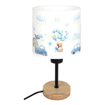 Brilagi - Detská stolová lampa BOBO WOOD 1xE27/25W/230V dub/čierna/biela/modrá/medvedíky